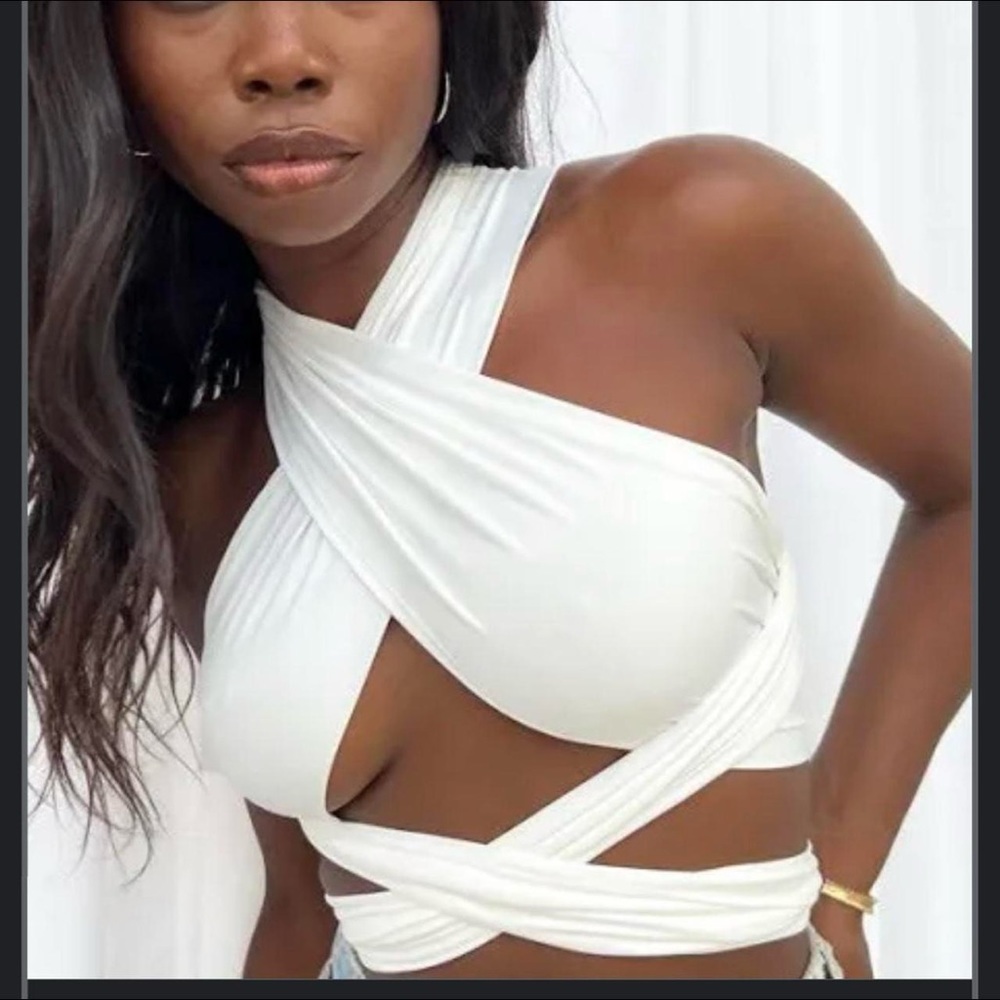 PRINCESS POLLY WHITE WRAP TOP